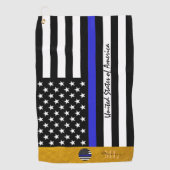 Thin Blue Line & Police, Mit Monogramm amerikanisc Golfhandtuch (Vorderseite)