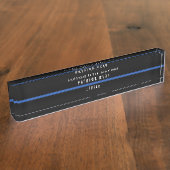 Thin Blue Line Police Modern Monogram Namensplakette (Seite)
