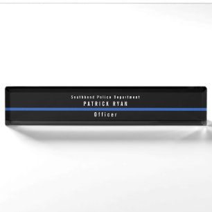 Thin Blue Line Police Modern Monogram Namensplakette