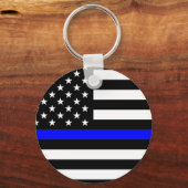 Thin Blue Line - Police Officer - American Flag Schlüsselanhänger (Vorderseite)