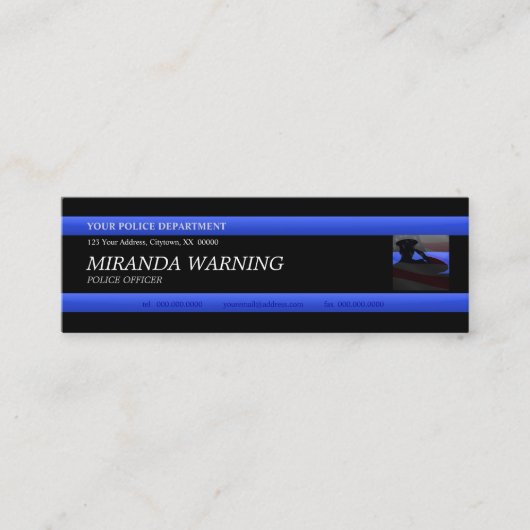 Thin Blue Line Police Officer Custom Business Card Mini Visitenkarte (Vorderseite)