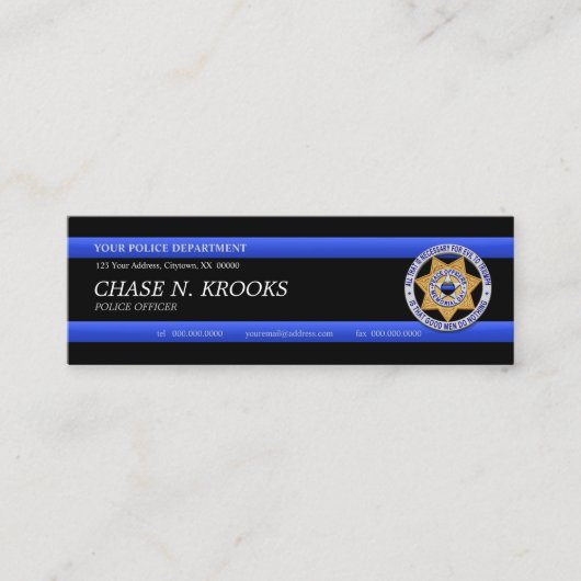 Thin Blue Line Police Officer Custom Business Card Mini Visitenkarte (Vorderseite)