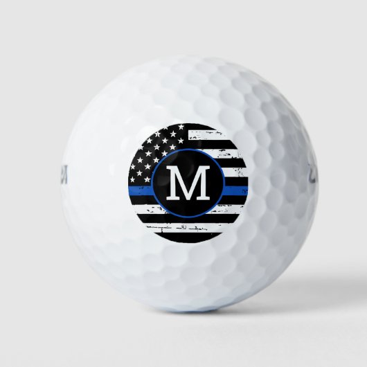 Thin Blue Line Police Officer Custom Monogram Golfball (Vorderseite)