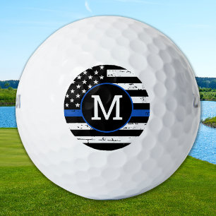 Thin Blue Line Police Officer Custom Monogram Golfball