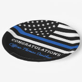 Thin Blue Line Police Party Herzlichen Glückwunsch Pappteller (Schrägansicht)