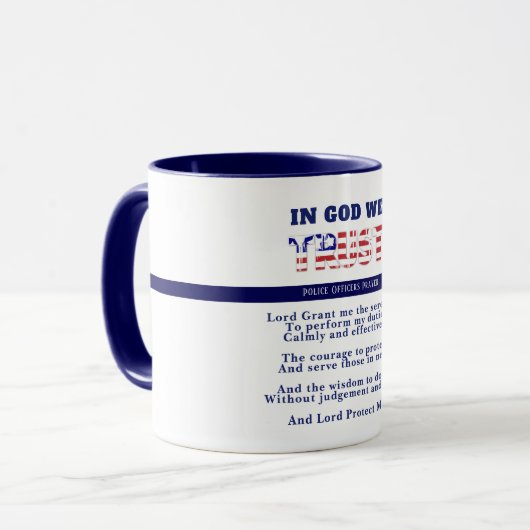 Thin Blue Line Police PRAYER US Law Enforcement Tasse (Vorderseite Links)