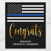 Thin Blue Line Police Retirement Glückwunschs Weinetikett (Einzelnes Label)