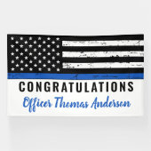 Thin Blue Line Police Retirement Herzlichen Glückw Banner (Horizontal)