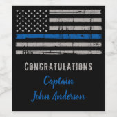 Thin Blue Line Police Retirement Herzlichen Glückw Weinetikett (Einzelnes Label)