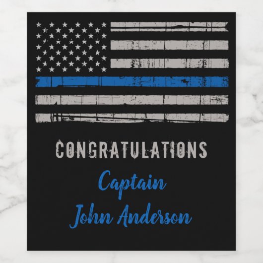 Thin Blue Line Police Retirement Herzlichen Glückw Weinetikett (Einzelnes Label)