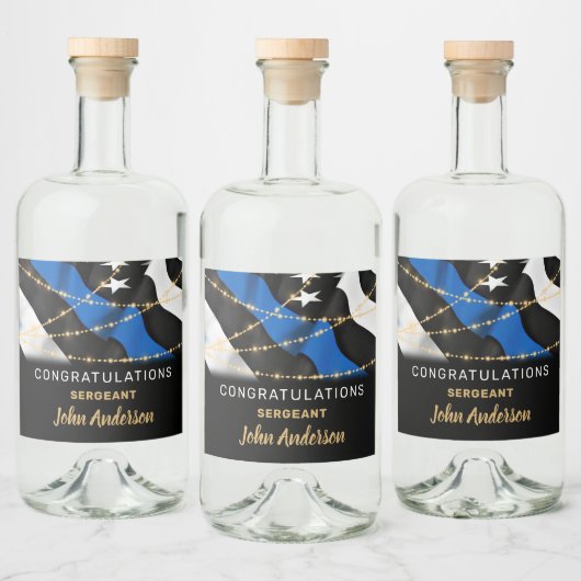 Thin Blue Line Police Retirement Party Alkoholflaschenetikett (Flaschen)