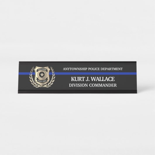 Thin Blue Line Police Schreibtischnamensplakette (Vorderseite )