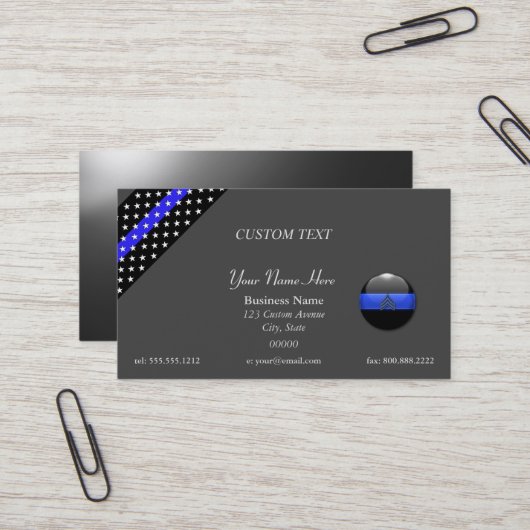 Thin Blue Line Police Sergeant Business Card Visitenkarte (Vorderseite/Rückseite Beispiel)