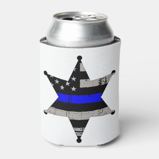 Thin Blue Line Police Sheriffs Abzeichen Dosenkühler (Kanne Vorderseite)
