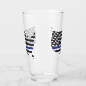 Thin Blue Line Police Support, USA Flag Patriotic Glas (Links)