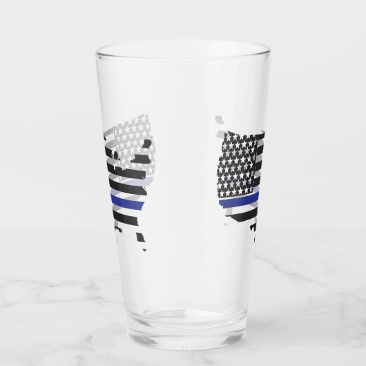 Thin Blue Line Police Support, USA Flag Patriotic Glas (Rechts)