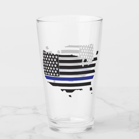 Thin Blue Line Police Support, USA Flag Patriotic Glas (Vorderseite)