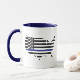 Thin Blue Line Police Support, USA Flag Patriotic Tasse