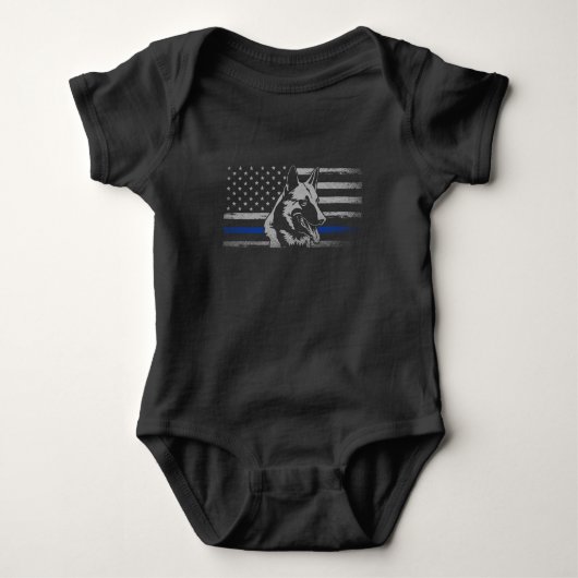 Thin Blue Line Polizei Belgisch Malinois Hund Baby Strampler (Vorderseite)