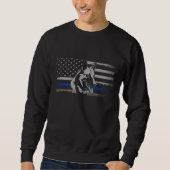 Thin Blue Line Polizei Belgisch Malinois Hund Sweatshirt (Vorderseite)