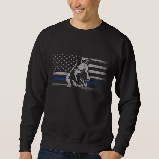 Thin Blue Line Polizei Belgisch Malinois Hund Sweatshirt (Vorderseite)