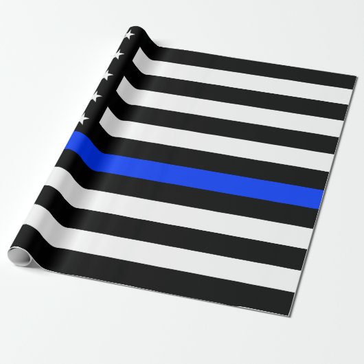 Thin Blue Line Polizei-Flagge Geschenkpapier (Ungerollt)
