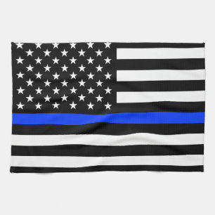Thin Blue Line Polizei-Flagge Geschirrtuch