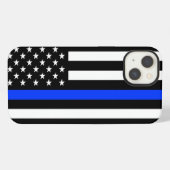 Thin Blue Line Polizei-Flagge iPhone Hülle (Rückseite (Horizontal))