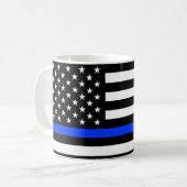 Thin Blue Line Polizei-Flagge Kaffeetasse (Vorderseite Links)