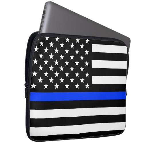 Thin Blue Line Polizei-Flagge Laptopschutzhülle (Vorne Rechts)