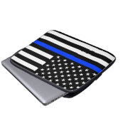 Thin Blue Line Polizei-Flagge Laptopschutzhülle (Vorne Knopf)