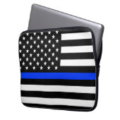Thin Blue Line Polizei-Flagge Laptopschutzhülle (Vorderseite Links)
