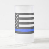 Thin Blue Line Polizei-Flagge Mattglas Bierglas (Mittel)