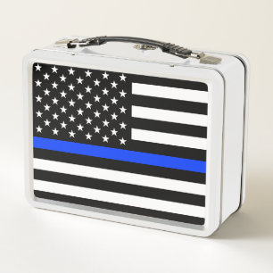 Thin Blue Line Polizei-Flagge Metall Brotdose