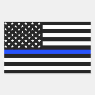 Thin Blue Line Polizei-Flagge Rechteckiger Aufkleber