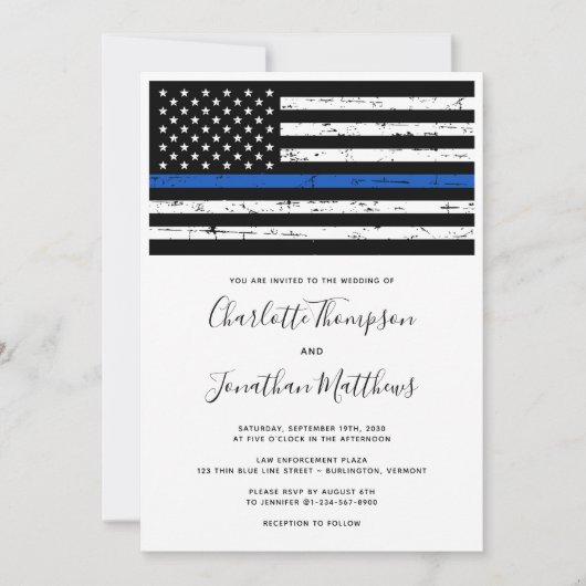 Thin Blue Line Polizei Polizei vergewaltigen Invi Einladung (Vorderseite)