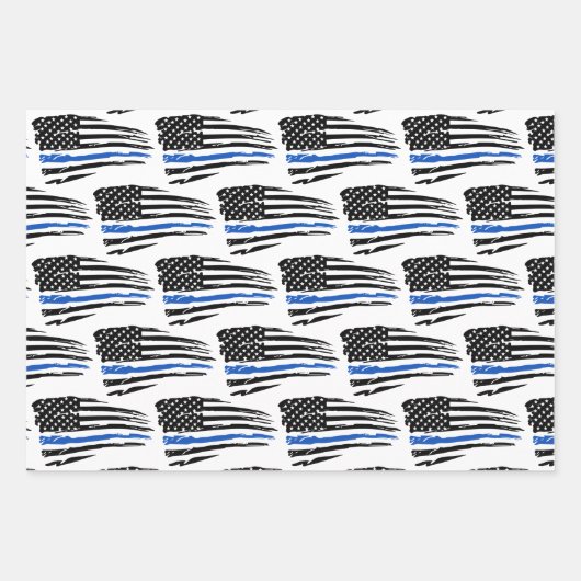 Thin Blue Line Polizei Polizeieinweisung Geschenkpapier Set (Vorderseite 2)