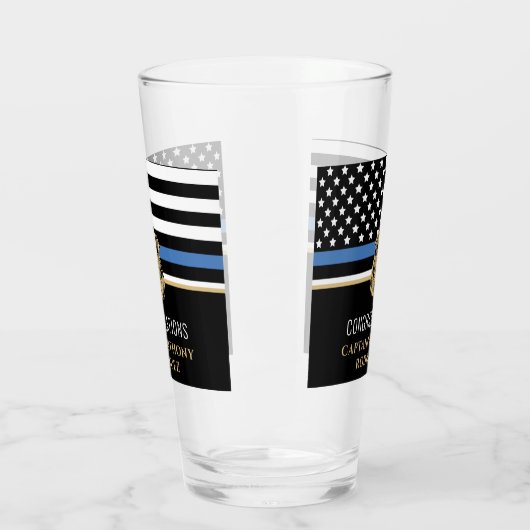Thin Blue Line Polizei Polizeieinweisung Glas (Links)