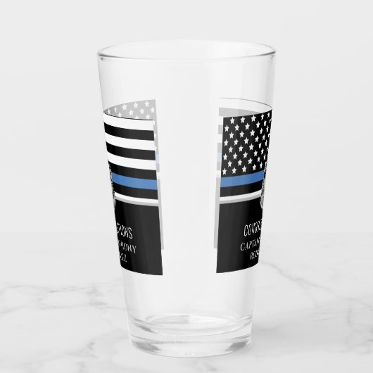Thin Blue Line Polizei Polizeieinweisung Glas (Rechts)