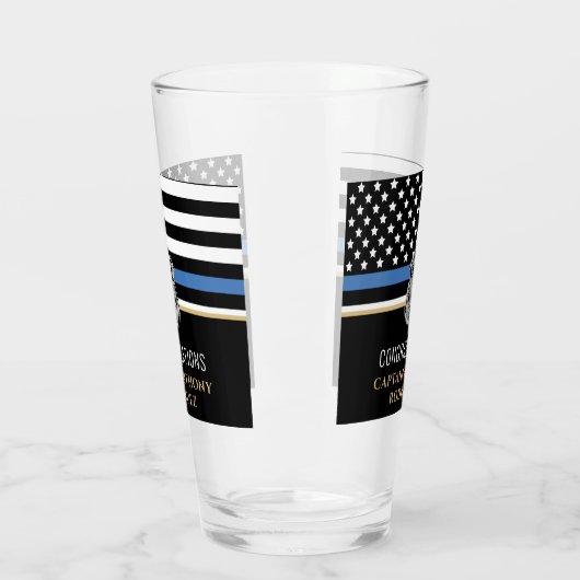 Thin Blue Line Polizei Polizeieinweisung Glas (Links)