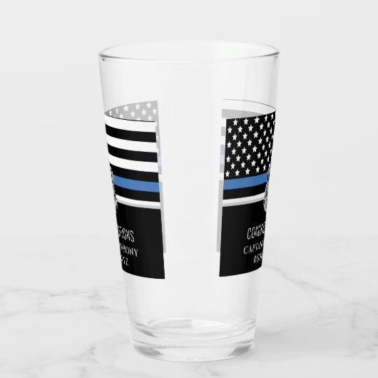 Thin Blue Line Polizei Polizeieinweisung Glas (Links)