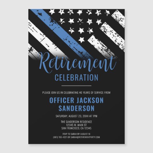 Thin Blue Line Polizei Polizeieinweisung Magneteinladung (Vorderseite)