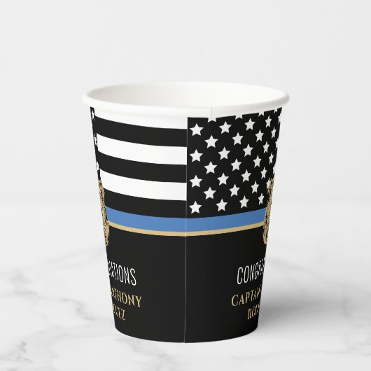 Thin Blue Line Polizei Polizeieinweisung Pappbecher (Rechts)