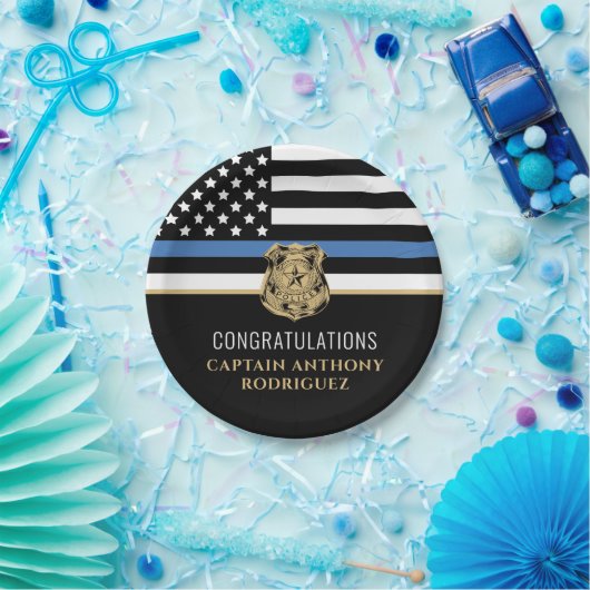 Thin Blue Line Polizei Polizeieinweisung Pappteller (Party)