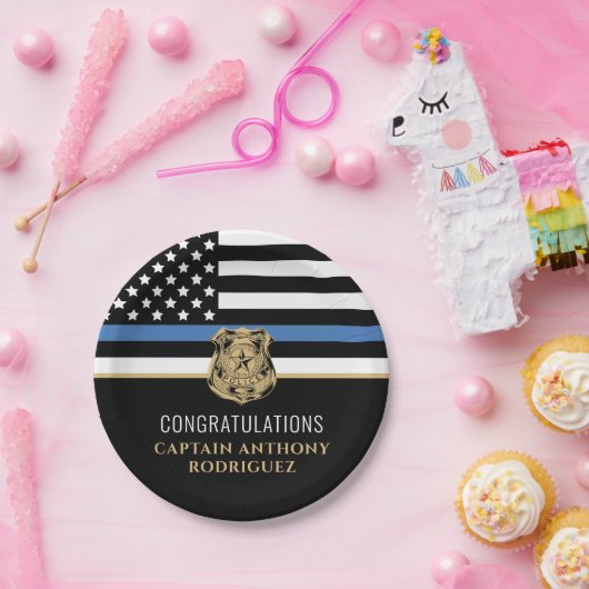 Thin Blue Line Polizei Polizeieinweisung Pappteller (Party)