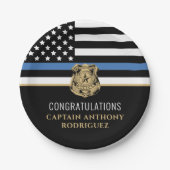 Thin Blue Line Polizei Polizeieinweisung Pappteller (Vorderseite)