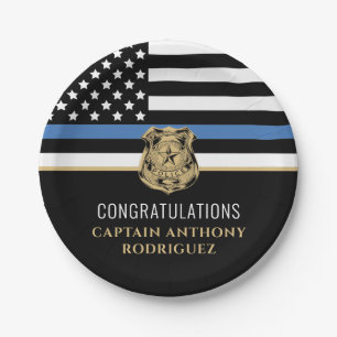 Thin Blue Line Polizei Polizeieinweisung Pappteller