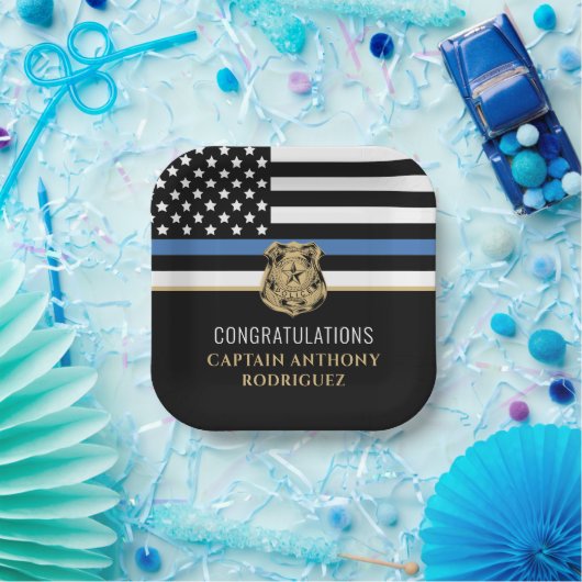 Thin Blue Line Polizei Polizeieinweisung Pappteller (Party)