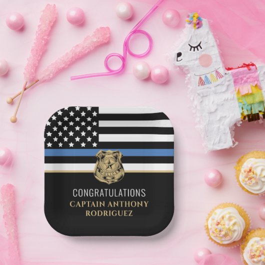 Thin Blue Line Polizei Polizeieinweisung Pappteller (Party)