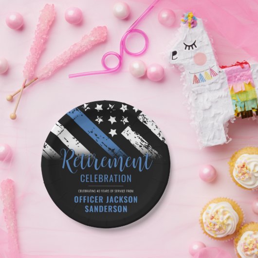 Thin Blue Line Polizei Polizeieinweisung Pappteller (Party)